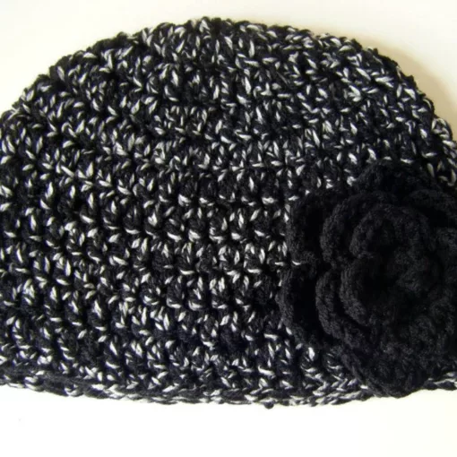 Black Flecked Rose Hat - Adult Size