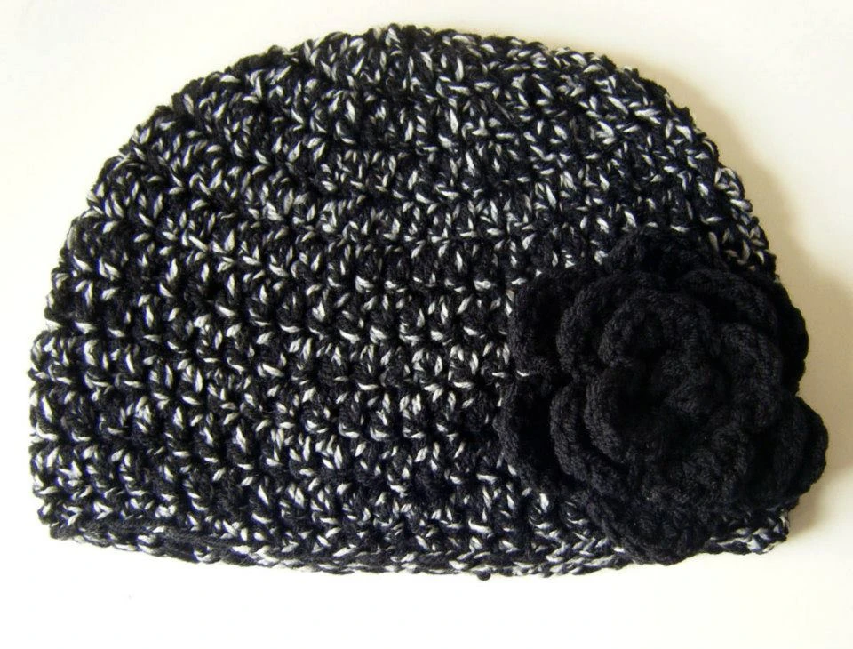 Black Flecked Rose Hat - Adult Size