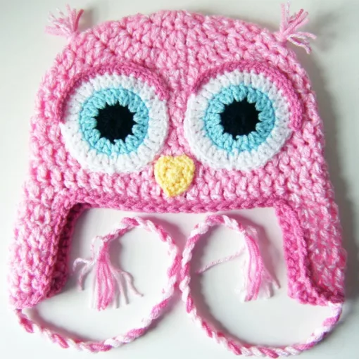 Pink Owl Earflap Hat - Toddler Size
