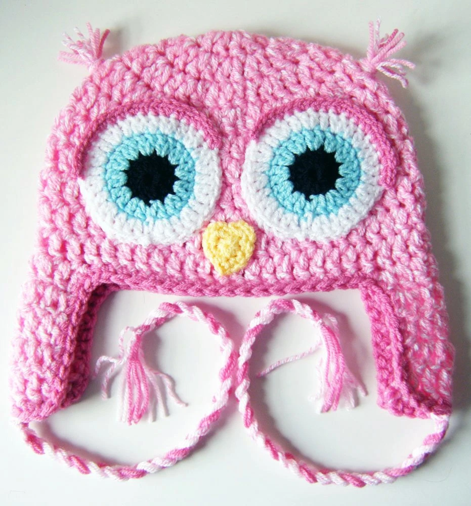 Pink Owl Earflap Hat - Toddler Size